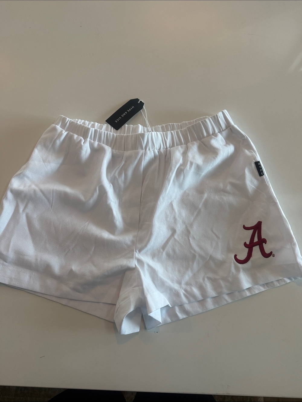 White Athletic Women's Shorts with Crimson 'A' Accent